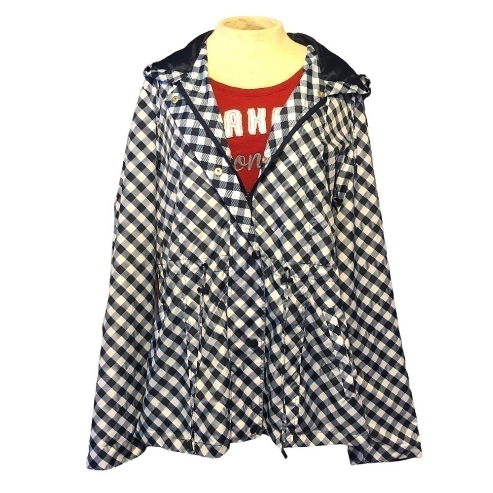 Kim Rogers Navy/White Check Anorak Jacket Sz XL - Picture 6 of 9